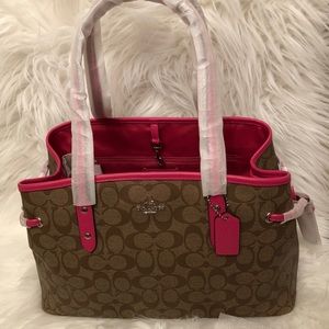 Coach Signature drawstring carryall shoulder bag